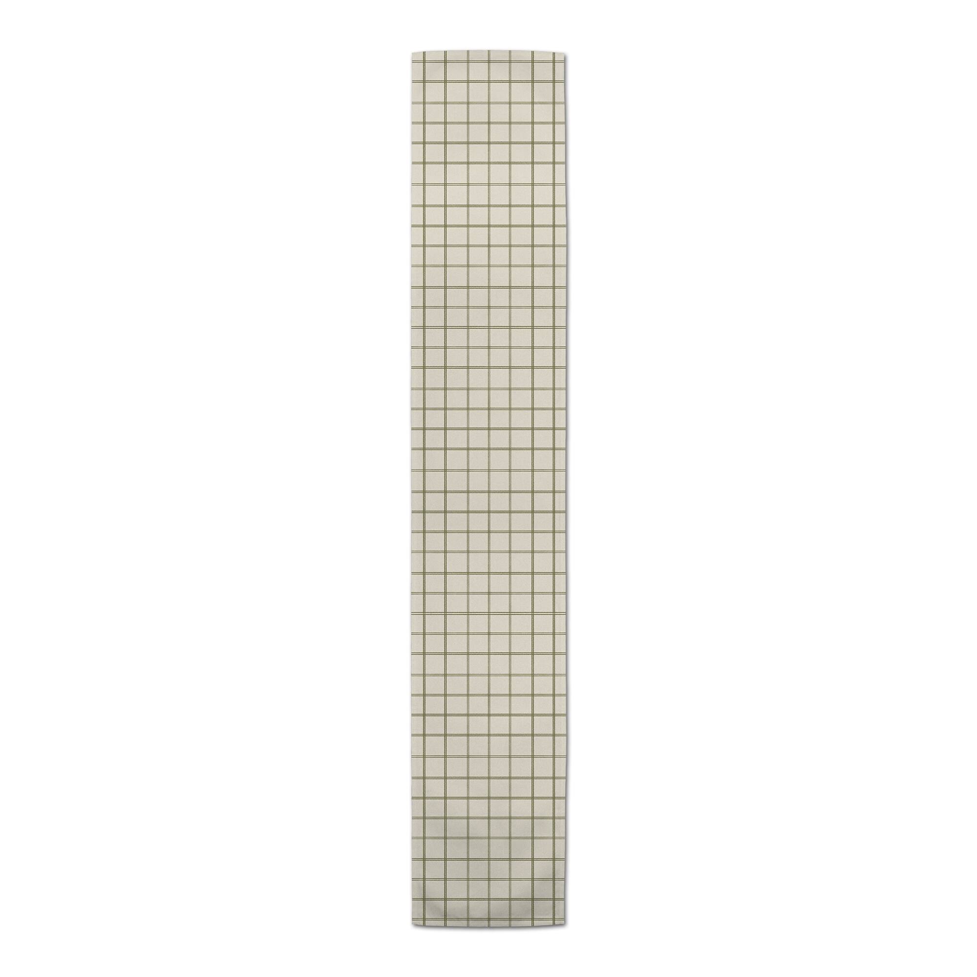 72" Green & Cream Check Cotton Twill Runner